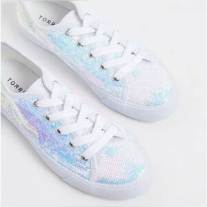 Torrid Size 10 White Iridescent Canvas Lace-up Sneaker